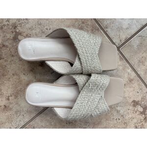 Halston Espadrille Platform Slide Sandals Womens 8 Woven Jute Resort